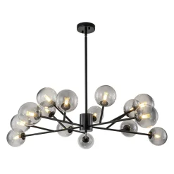 15-Light Branch Smoked Glass Globe Bubble Chandelier