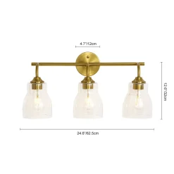 3-Light Brass Clear Glass Bell Vanity Wall Sconce