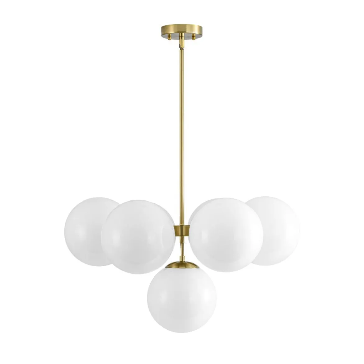 7-light Brass Sputnik Opal Glass Globe Bubble Chandelier