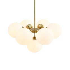7-light Brass Sputnik Opal Glass Globe Bubble Chandelier