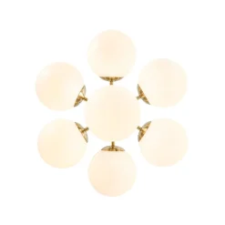 7-light Brass Sputnik Opal Glass Globe Bubble Chandelier