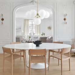 7-light Brass Sputnik Opal Glass Globe Bubble Chandelier