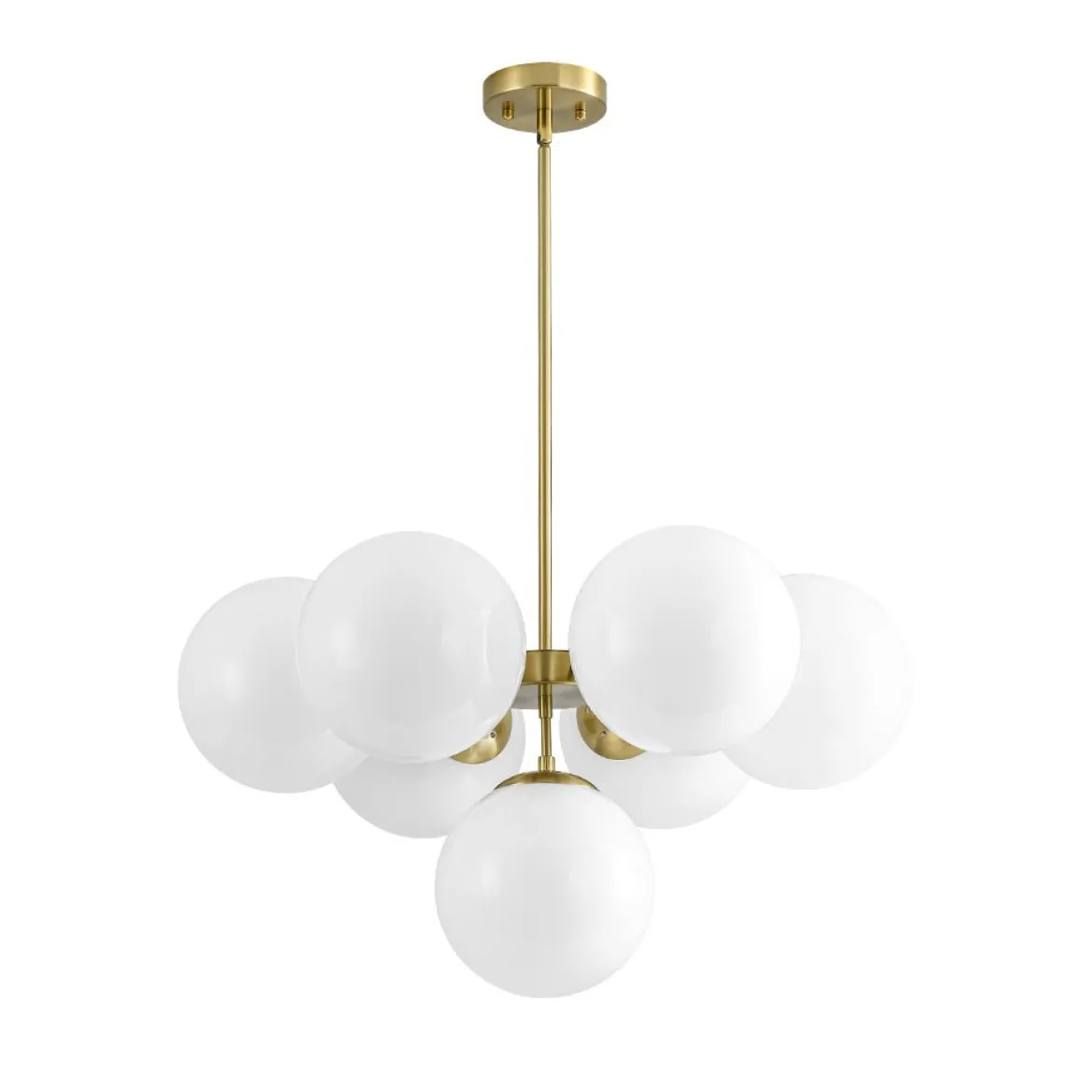 7-light Brass Sputnik Opal Glass Globe Bubble Chandelier
