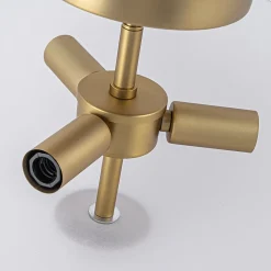3-Light Brass Textured Glass Bowl Round Semi Flush Mount