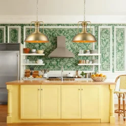 1-Light Brushed Brass Iron Dome Kitchen Pendant