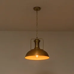 1-Light Brushed Brass Iron Dome Kitchen Pendant