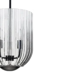 3-Light Candle Style Bell Ribbed Tinted Glass Ceiling Pendant
