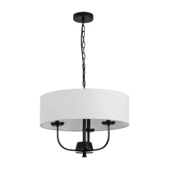 3-Light Candle Style Large Fabric Drum Cage Chandelier