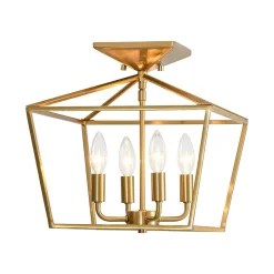 4-Light Candle Style Square Lantern Semi Flush Mount