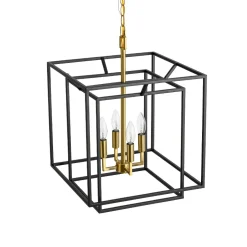 4-Light Candle Style Tiered Square Lantern Pendant