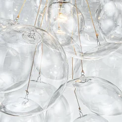 3-Light Cascade Cluster Clear Glass Bubble Chandelier