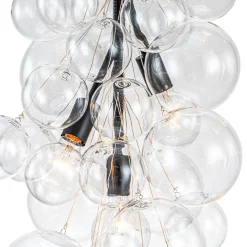 3-Light Cascade Cluster Clear Glass Bubble Chandelier