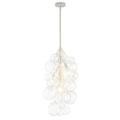 3-Light Cascade Cluster Clear Glass Bubble Chandelier