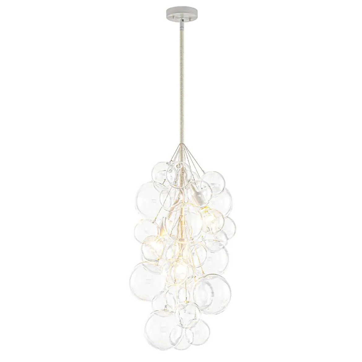 3-Light Cascade Cluster Clear Glass Bubble Chandelier