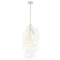 3-Light Cascade Cluster Clear Glass Bubble Chandelier