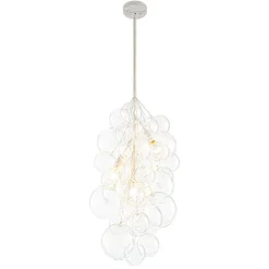 3-Light Cascade Cluster Clear Glass Bubble Chandelier