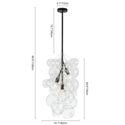 3-Light Cascade Cluster Clear Glass Bubble Chandelier