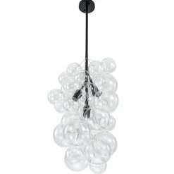 3-Light Cascade Cluster Clear Glass Bubble Chandelier