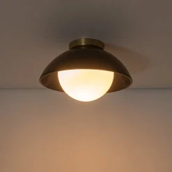 1-Light Ceramic Dome Frosted Shade Semi Flush Mount