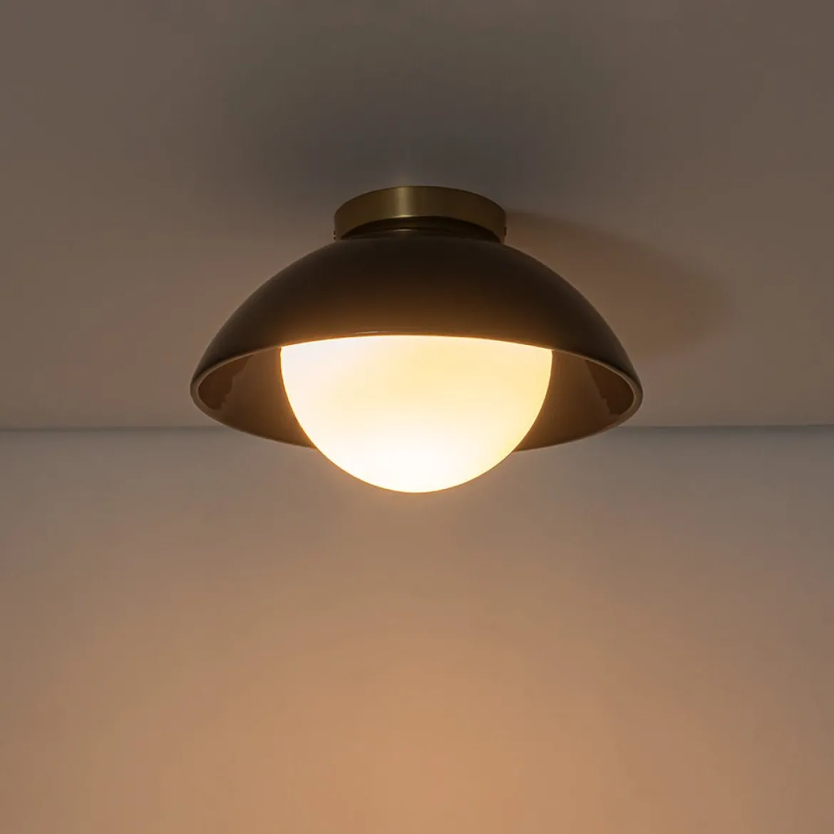 1-Light Ceramic Dome Frosted Shade Semi Flush Mount