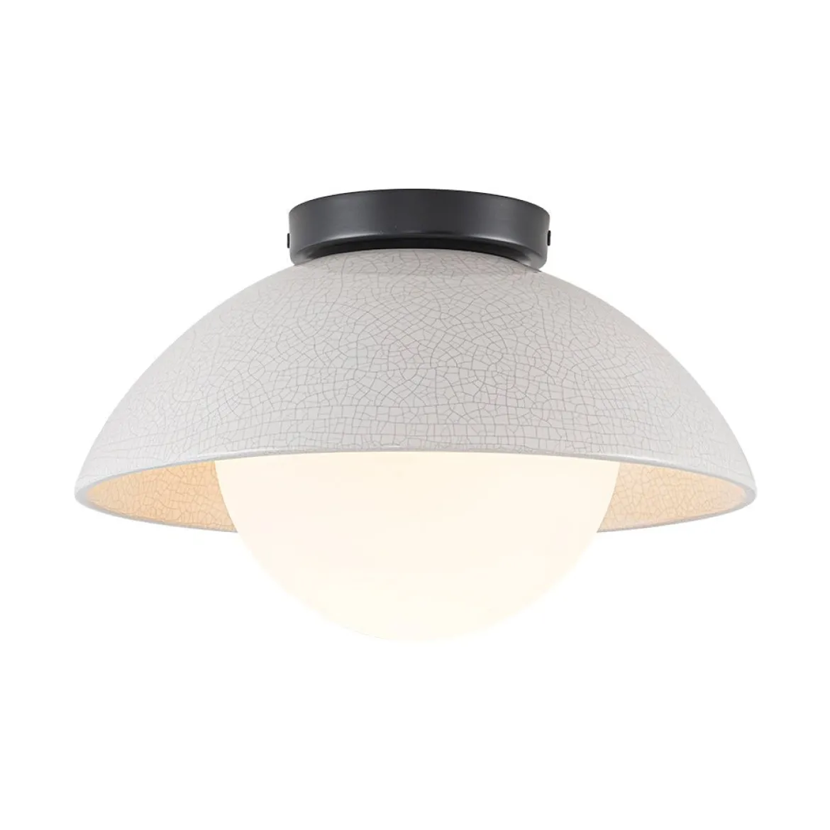 1-Light Ceramic Dome Frosted Shade Semi Flush Mount