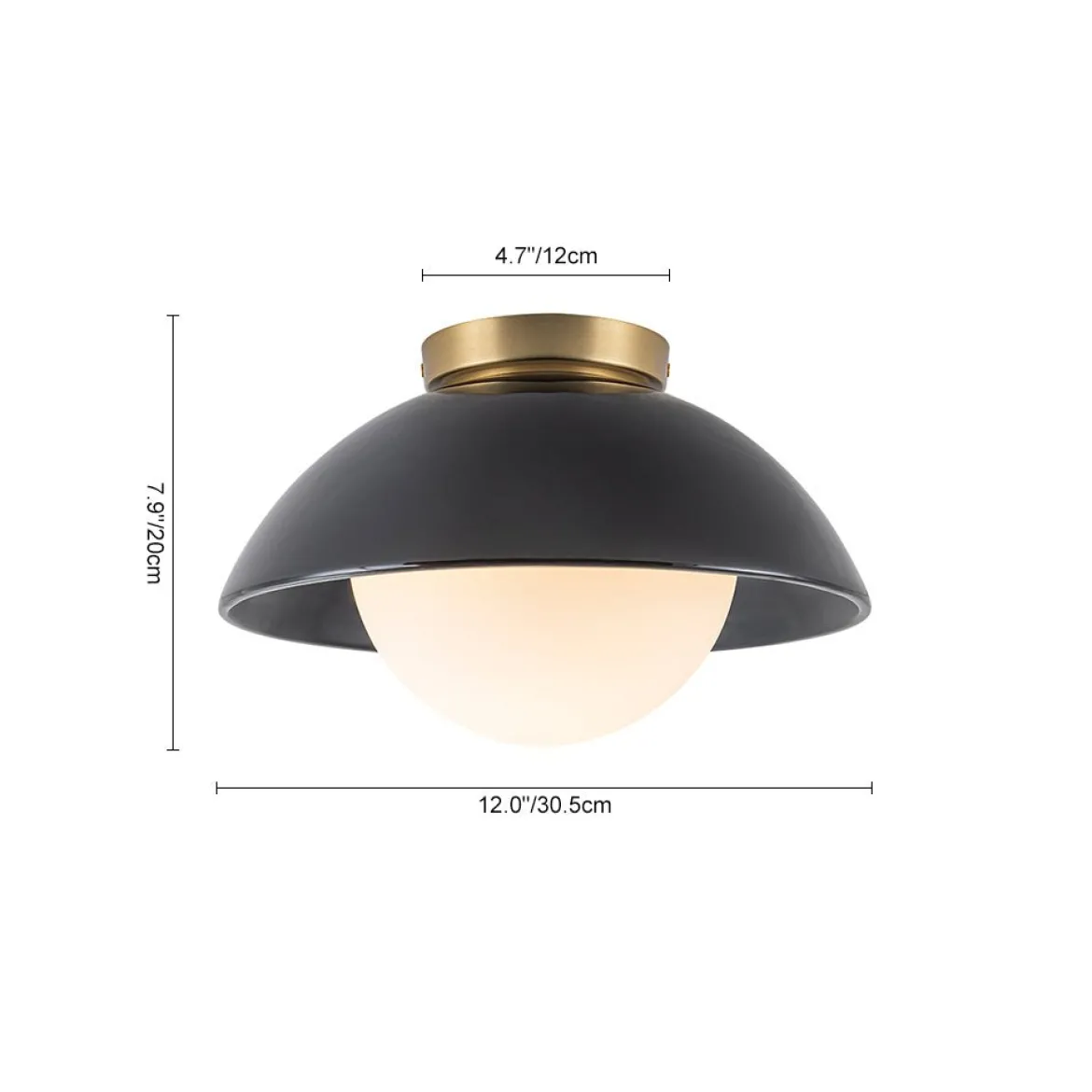1-Light Ceramic Dome Frosted Shade Semi Flush Mount