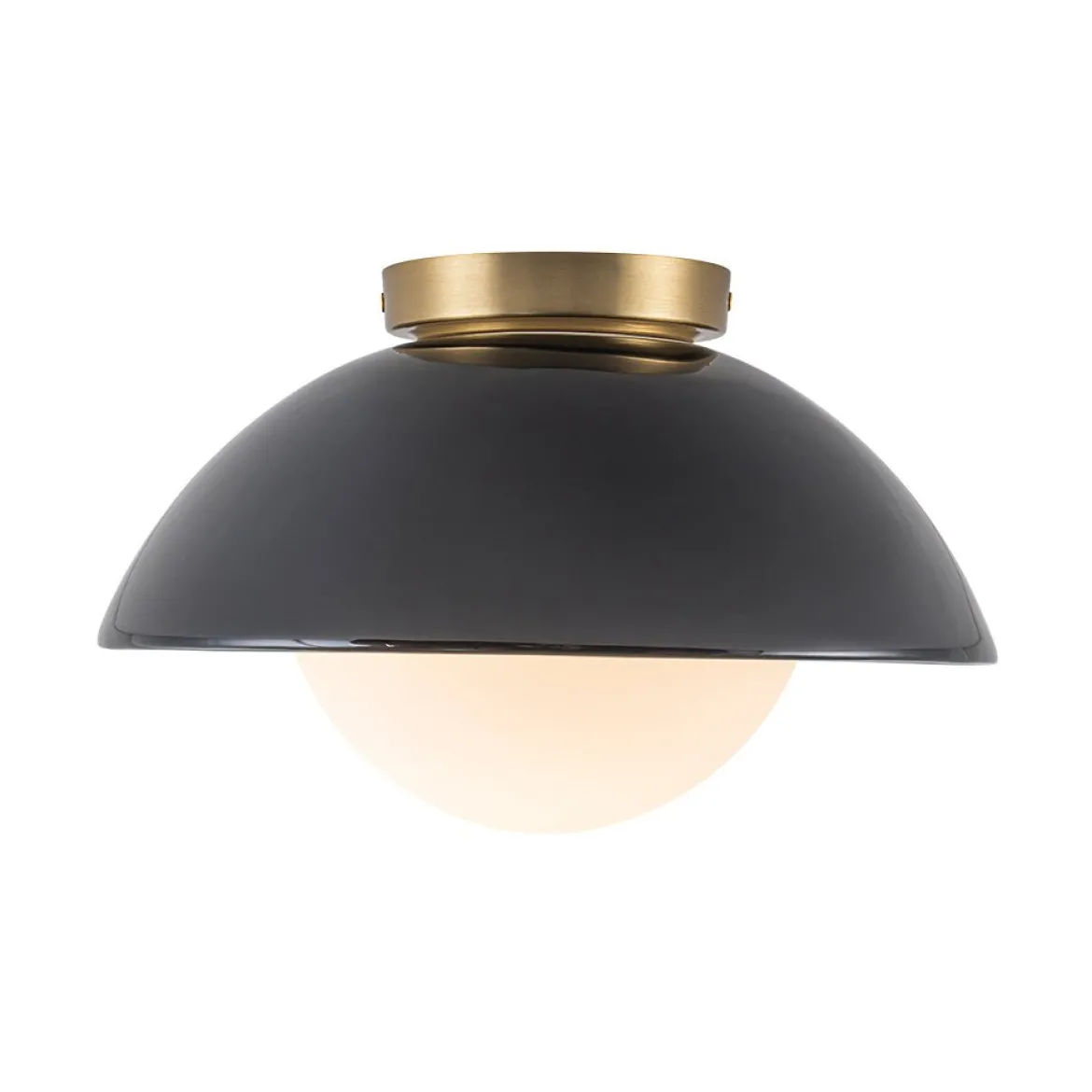 1-Light Ceramic Dome Frosted Shade Semi Flush Mount