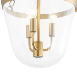 3-Light Clear Glass Bell Jar Lantern Pendant / Semi Flush