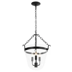 3-Light Clear Glass Bell Jar Lantern Pendant / Semi Flush