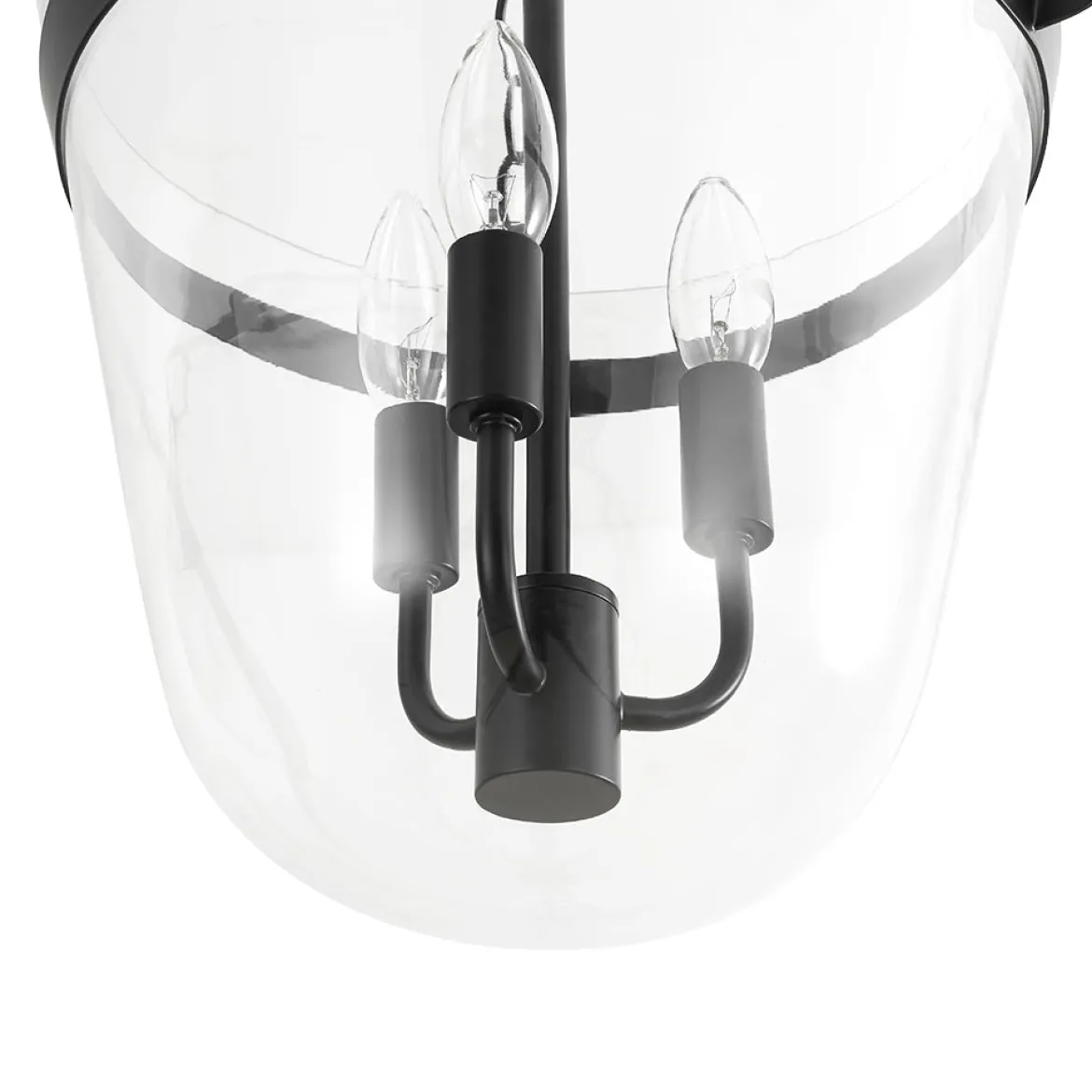 3-Light Clear Glass Bell Jar Lantern Pendant / Semi Flush