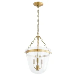 3-Light Clear Glass Bell Jar Lantern Pendant / Semi Flush