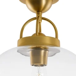 1-Light Clear Glass Dome Shade Semi Flush Mount