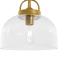 1-Light Clear Glass Dome Shade Semi Flush Mount