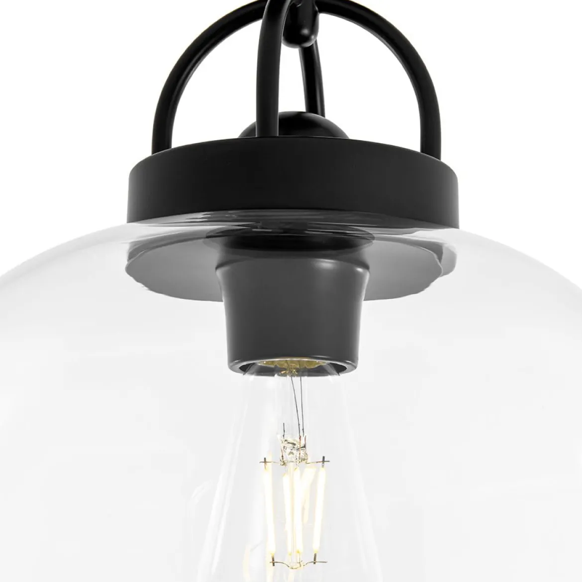 1-Light Clear Glass Dome Shade Semi Flush Mount
