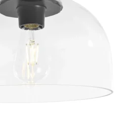 1-Light Clear Glass Dome Shade Semi Flush Mount