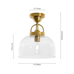 1-Light Clear Glass Dome Shade Semi Flush Mount