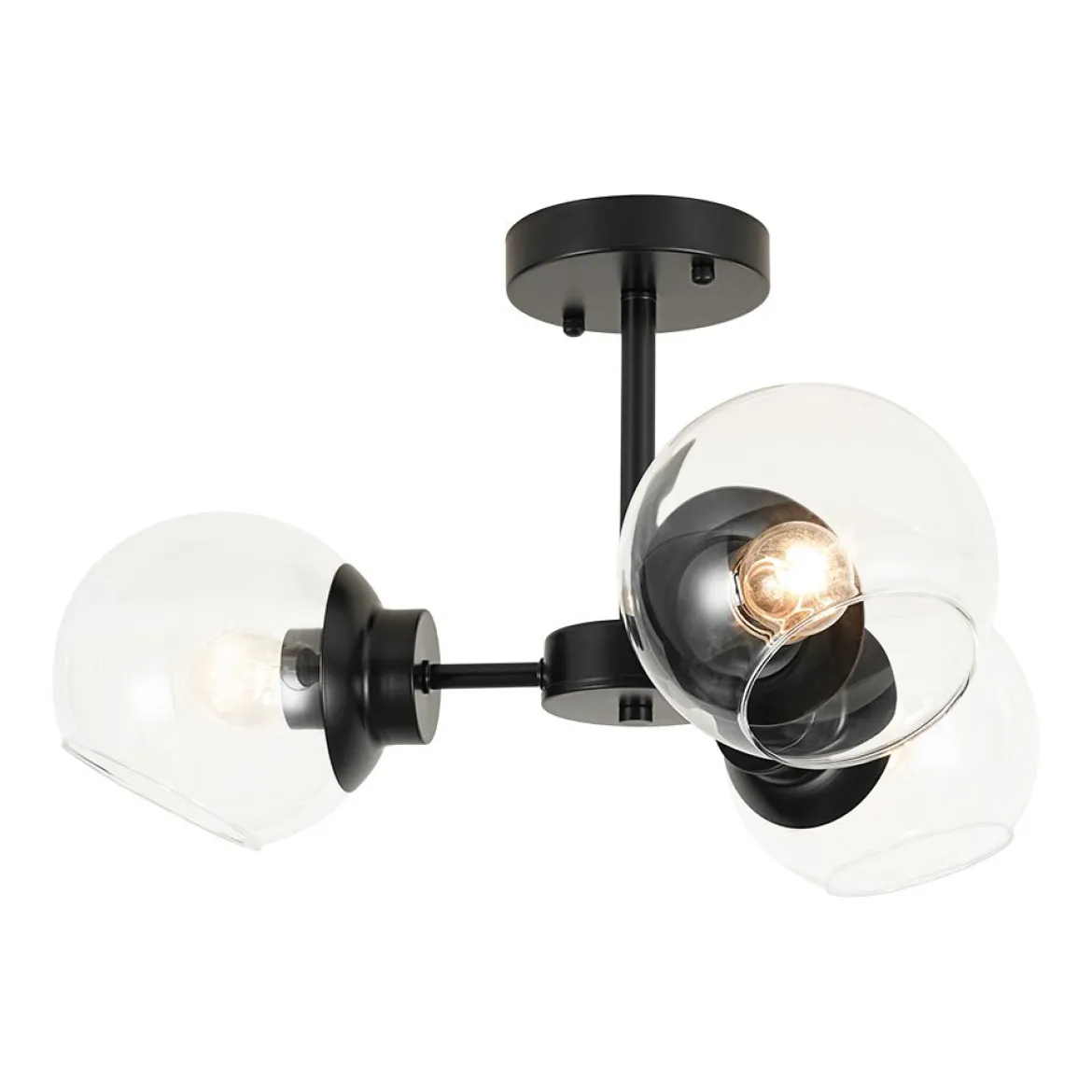 3-Light Clear Glass Globe Sputnik Semi Flush Mount