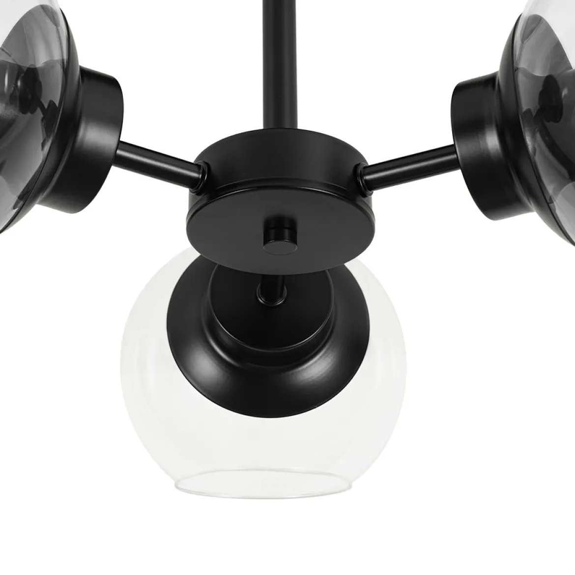 3-Light Clear Glass Globe Sputnik Semi Flush Mount