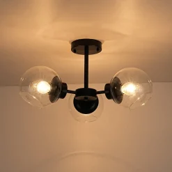 3-Light Clear Glass Globe Sputnik Semi Flush Mount