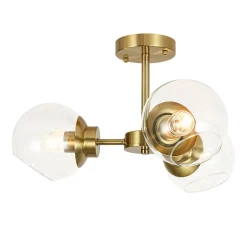3-Light Clear Glass Globe Sputnik Semi Flush Mount