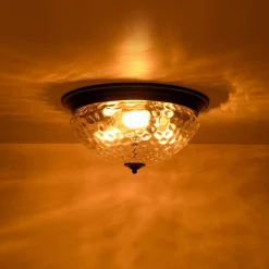 3-light Clear Water Glass Flush Mount Ceiling Light