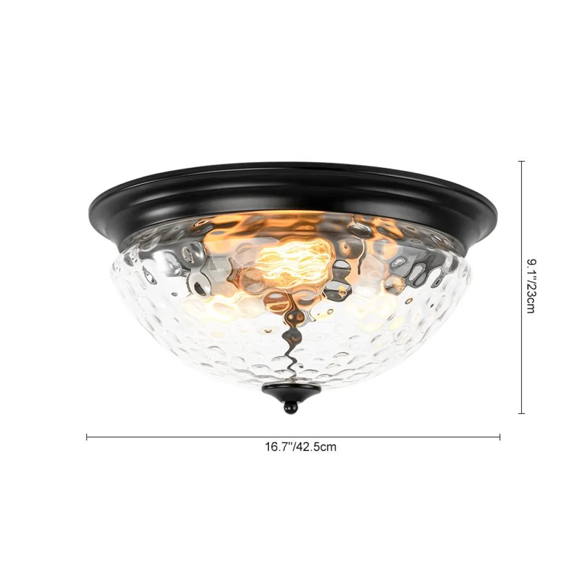 3-light Clear Water Glass Flush Mount Ceiling Light