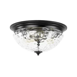 3-light Clear Water Glass Flush Mount Ceiling Light