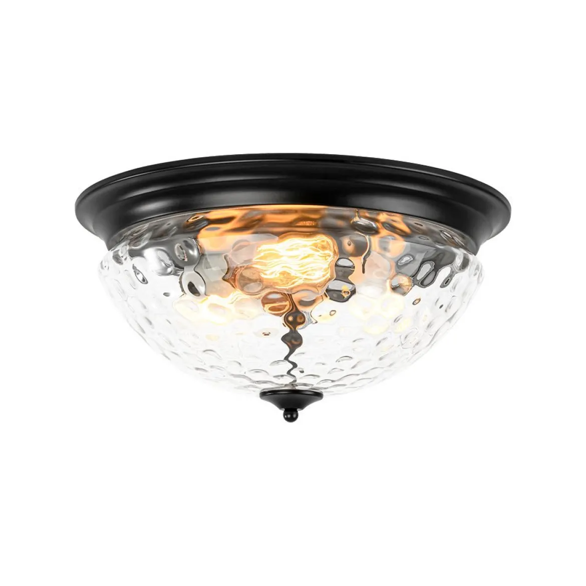 3-light Clear Water Glass Flush Mount Ceiling Light