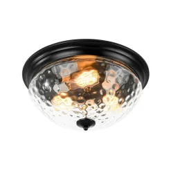 3-light Clear Water Glass Flush Mount Ceiling Light