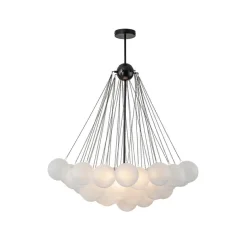 3-Light Cluster Frosted Glass Bubble Chandelier