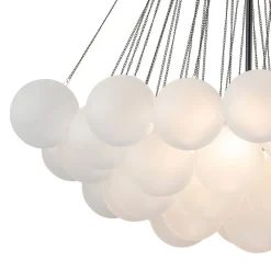 3-Light Cluster Frosted Glass Bubble Chandelier