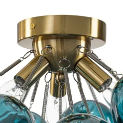 3-Light Cluster Gradient Blue Glass Bubble Semi Flush Mount