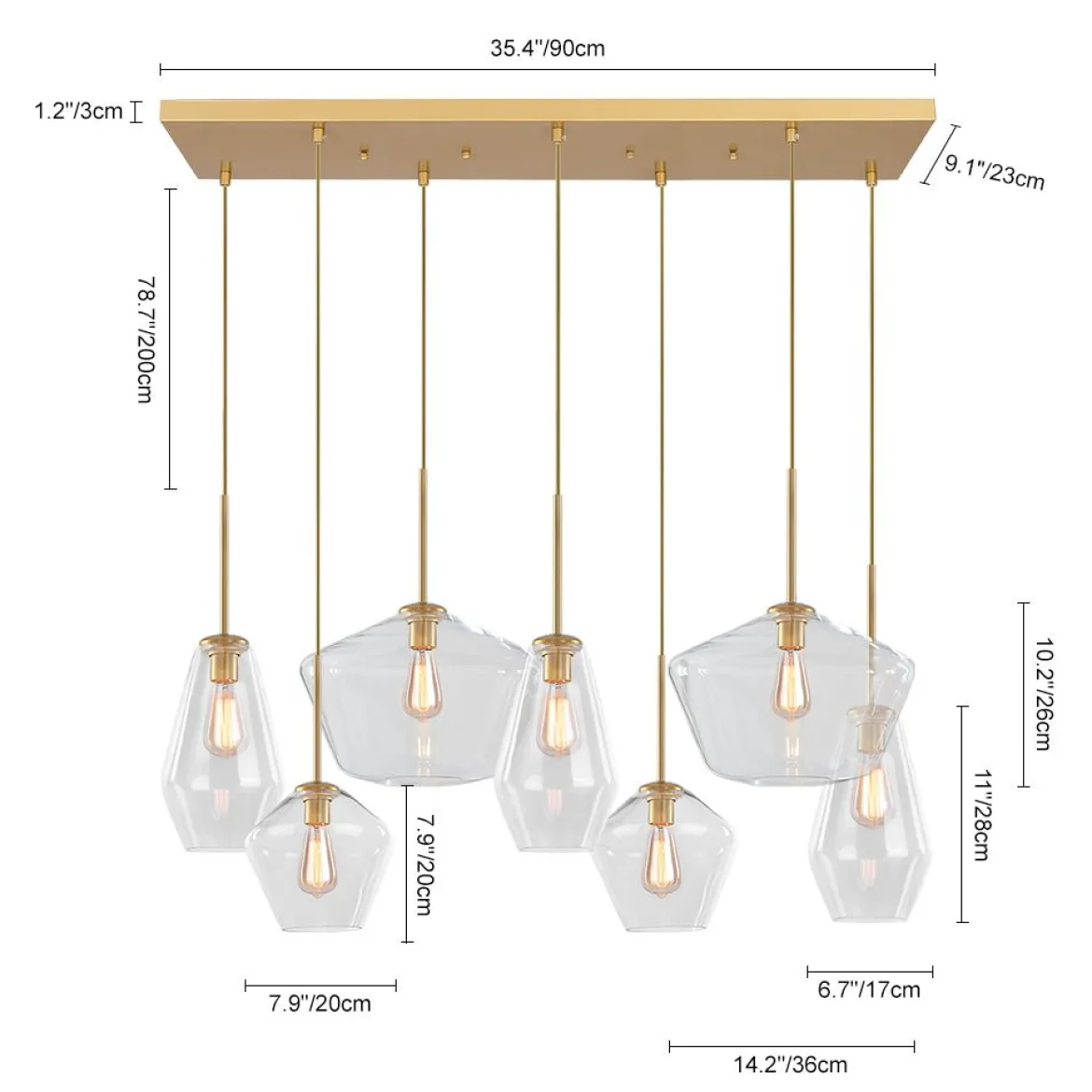 7-light Cluster Kitchen Island Pendant Lighting
