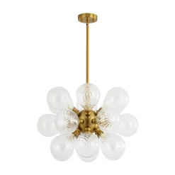 18-Light Cluster Ribbed Glass Globe Bubble Chandelier